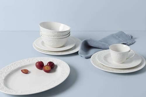 Lenox Opal Innocence 16" Oval Porcelain Serving Platter – Carved White