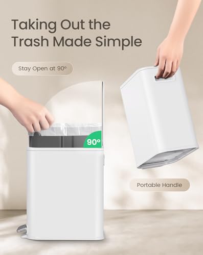 Slim Small Bathroom Trash Can with Soft-Close Lid & Step Pedal - 1.3 Gal