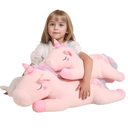32-Inch Giant Pink Unicorn Plush Toy, Jumbo Soft Stuffed Animal Pillow
