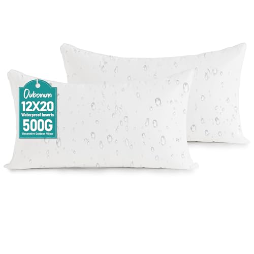 Oubonun 12x20 Waterproof Lumbar Outdoor Pillow Inserts - Set of 2