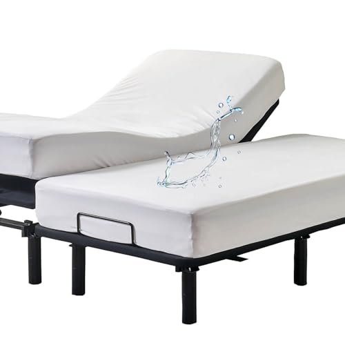 Kingnex Waterproof Split King Mattress Protector for Adjustable Beds (2 Pack)
