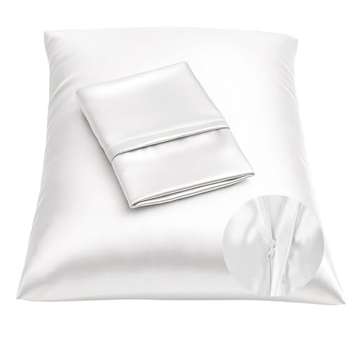 BLISSFORD Satin Pillowcase Set of 2 - Standard Size with Hidden Zipper