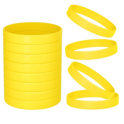 12-Pack Yellow Silicone Wristbands - Blank Rubber Bracelets for Events