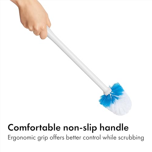 Compact Toilet Brush & Holder Set with Auto-Open Canister Door & Drip Tray