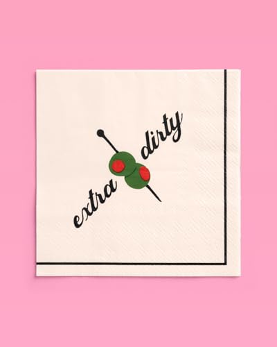 25 Pack Martini Napkins - Extra Dirty Olive Green Party Decor for Cocktails