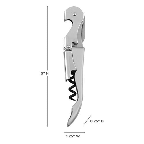 TRUE Metallic Silver Double Hinged Waiter's Corkscrew & Bottle Opener