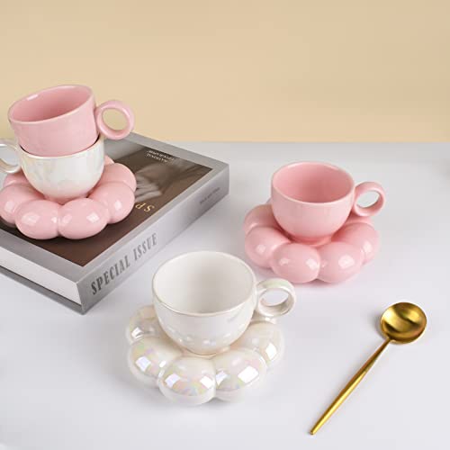 Koythin 6.5oz Sunflower Ceramic Mug Pearl White Tea Latte Cup
