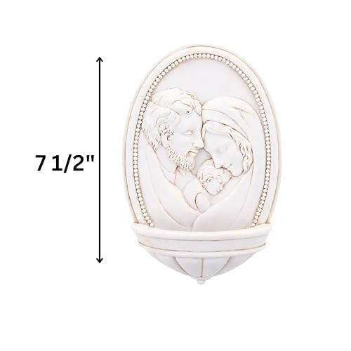 Holy Family Nativity Holy Water Font - 7.5-Inch Stone-Look Wall Decor