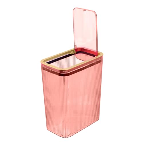 Slim Plastic Bathroom Trash Can 2.6 Gallon with Pop-Up Lid