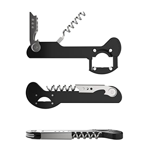Houseables Black 5 1/4" Wine Opener with Foil Cutter - Restaurant & Server Use