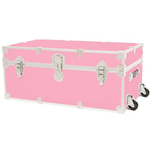 Classic Rolling Storage Trunk, 30-inch Footlocker for Dorm and Camp