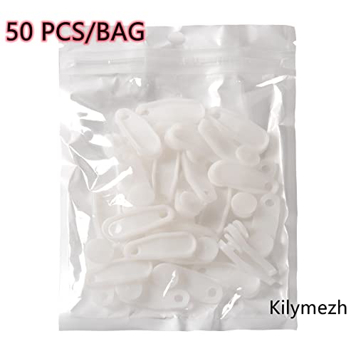 50-Pack White Curtain Track Glider Hooks for Traverse Rods