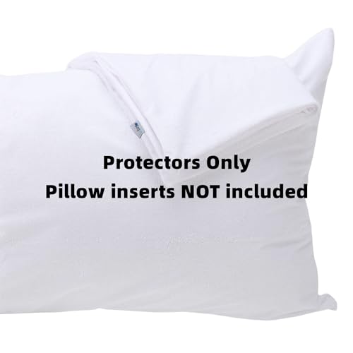 Waterproof Pillow Protectors, Zippered Bamboo Terry, Standard 20x26, 2 Pack