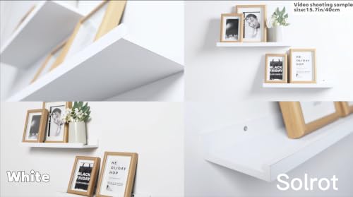 White Floating Shelves with Lip Set of 2 - 14-Inch Picture Ledge Wall Shelves
