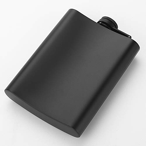 JXS 8oz Black Stainless Steel Hip Flask Leakproof Liquor Bottle with Funnel - Gift Pack