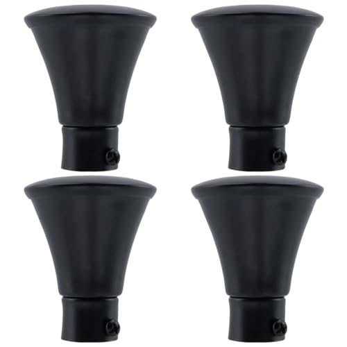 4-Pack Decorative Curtain Rod Finials for 22mm Rods - Black Iron End Caps