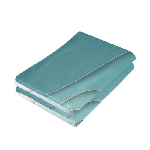 Abstract Beach Theme Hand Towels - Turquoise Brown Gradient Set of 2