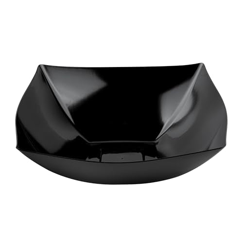 Restaurantware Moderna 128 Ounce Fancy Plastic Bowls 10 Square Disposable Salad Bowls - Durable Heavy-duty Black Plastic Bowls For Warm And Cold Foods