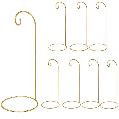 8 Pack Gold Christmas Ornament Stands - 11" Tall Metal Display Holders for Large Ornaments