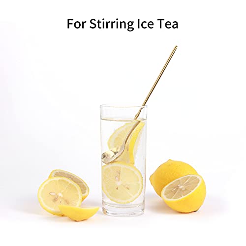 4-Piece Stainless Steel Gold Coffee Spoons, 6.7-Inch Long Handle Stirrers
