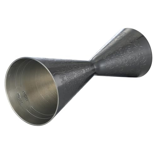 Cocktail Geek Gunmetal Black Spirit Double Cocktail Jigger with Etched Pattern