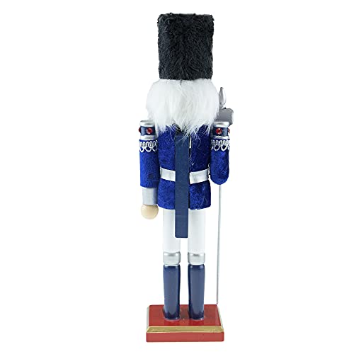 Blue Guard 12-Inch Traditional Wooden Nutcracker - Festive Christmas Decor by Clever Creations