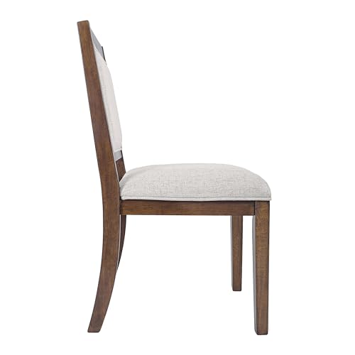 Open Back Upholstered Dining Chairs with Wood Frame - Set of 2