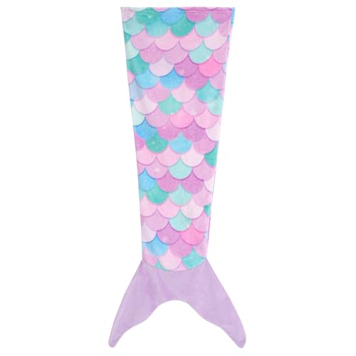 Kids Mermaid Tail Blanket - Soft Plush Flannel Wearable Blanket for Girls