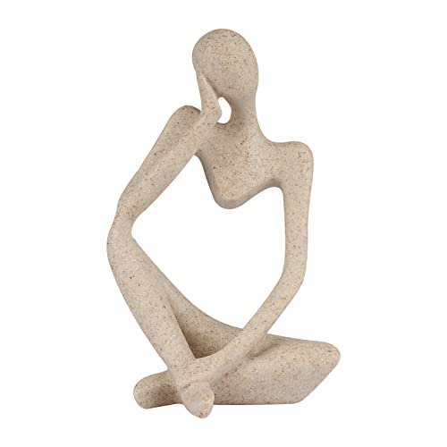 Abstract Thinker Statue, Small Sandstone Resin Sculpture for Home Decor