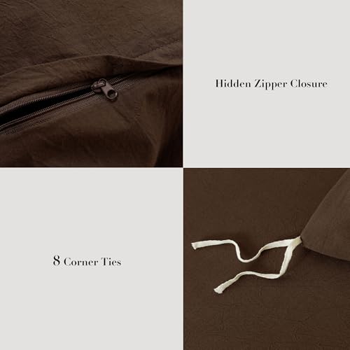 Queen Duvet Cover Set - 100% Washed Cotton, Lightweight & Breathable