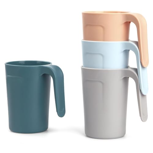 Reusable 12oz Plastic Coffee Cups Set of 4 - Unbreakable BPA-Free Drinkware
