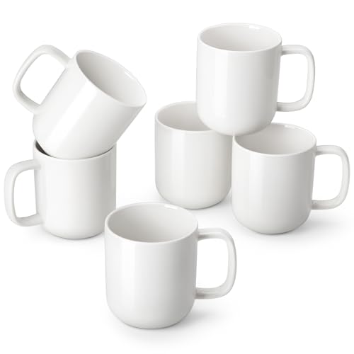 Vancasso 16 oz White Porcelain Coffee Mug Set - Durable Dishwasher & Microwave Safe, Ideal for Hot & Cold Beverages