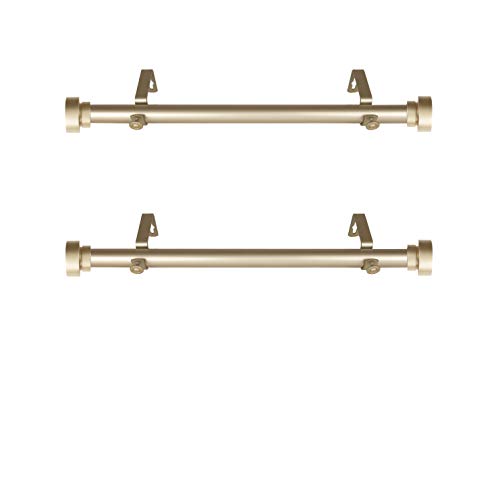 Adjustable Side Curtain Rod Set 12-20 Inch, Light Gold (2-Pack)