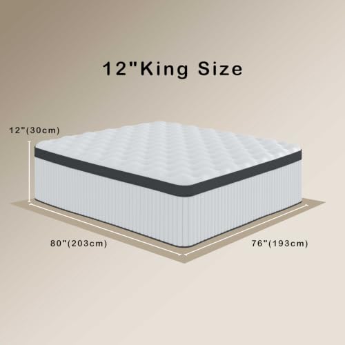 12-Inch Queen Hybrid Mattress, Memory Foam & Pocketed Spring Bed