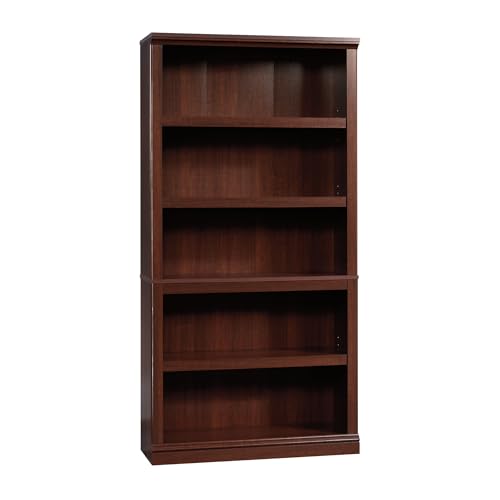 5-Shelf Bookcase with Adjustable Shelving, Cherry Finish Storage Unit