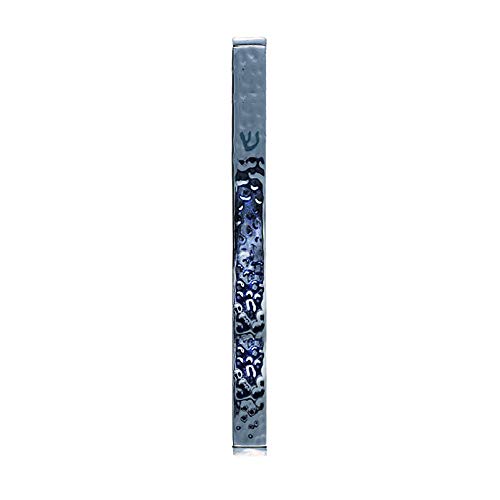 Hammered Silver Mezuzah Case for Door - 12cm Metal Judaica Case