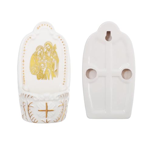 Ceramic Holy Water Font for Wall or Tabletop, Catholic Home Decor
