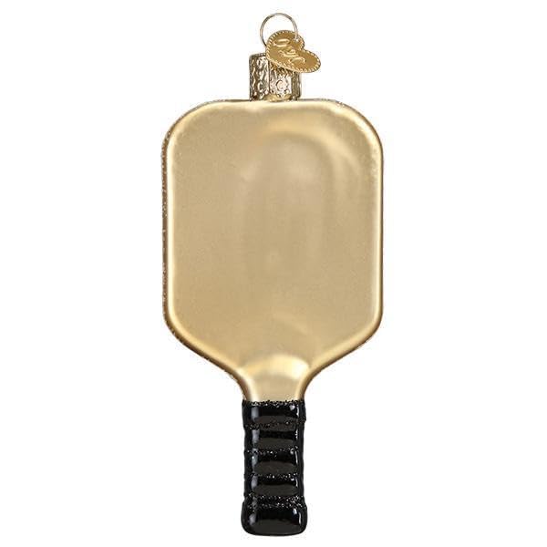 Handcrafted Blown Glass Pickleball Paddle Christmas Tree Ornament