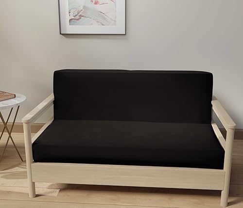 Full Size Futon Cover - 100% Cotton Slipcover, Black