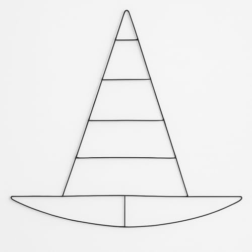 Black Metal Wire Witch Hat Frame for DIY Halloween Wreath Making