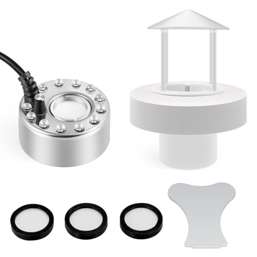Ultrasonic Mist Maker Fogger with 12 LED Lights, Splash Guard & 3 Discs