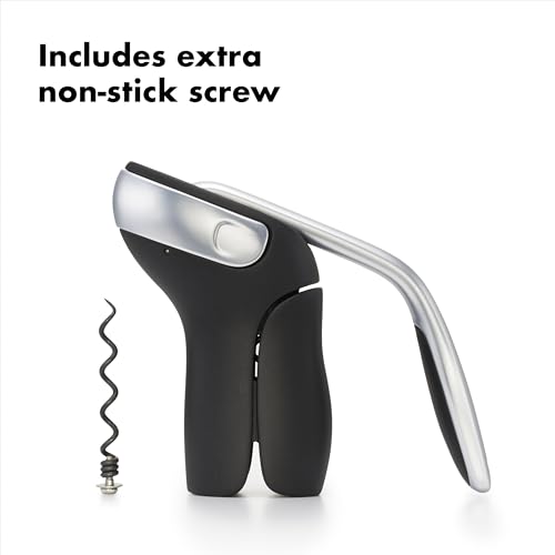 OXO Steel Wine Bottle Opener with Foil Cutter - 2.1 / Corkscrew, Stainless & Black