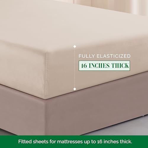 Elegant Comfort King Bed Sheet Set - 4-Piece Embroidered Microfiber, Cream