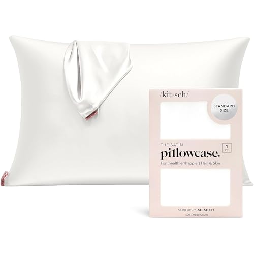Kitsch Satin Pillowcase with Zipper Standard Size Ivory