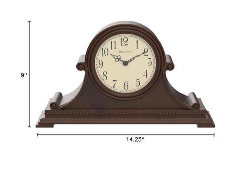 Hardwood Tambour Mantel Clock with Triple-Chime and Brown Cherry Finish