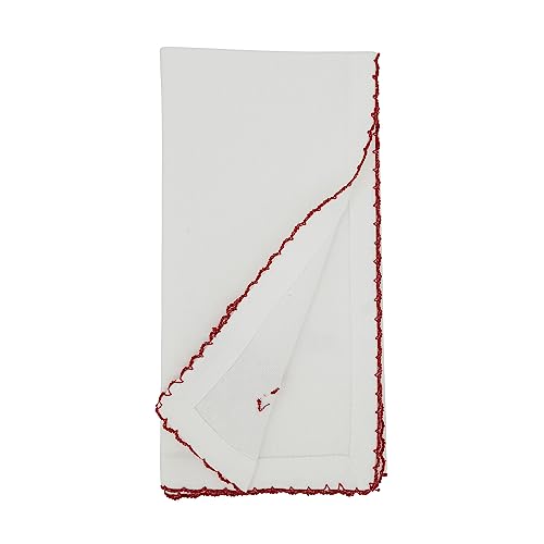 Festive Candy Cane Cotton Napkins Set of 4 - Christmas Table Decor