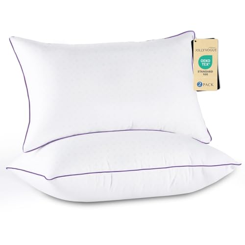 JOLLYVOGUE Queen Size Bed Pillows Set of 2, Firm Down Alternative Fill