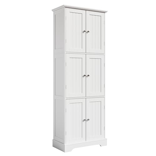 Tall 63.2" Bathroom Storage Cabinet with 6 Doors & Adjustable Shelves