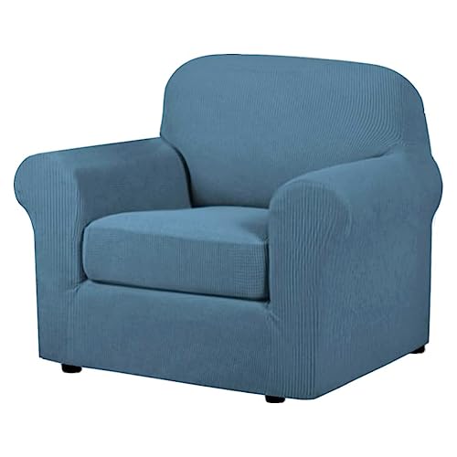 High Stretch Chair Slipcover Set - Dusty Blue Soft Spandex Protector