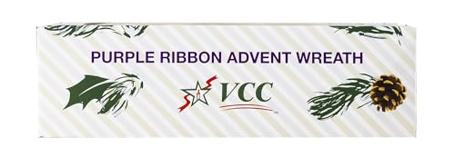 11-Inch Traditional Advent Wreath Candle Holder with Purple Ribbons